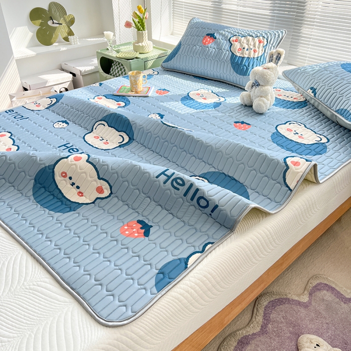 91家纺网 家纺一手货源 找家纺 慕尚 小清新床席款乳胶席三件套（带氨纶0.5mm） 熊熊蓝