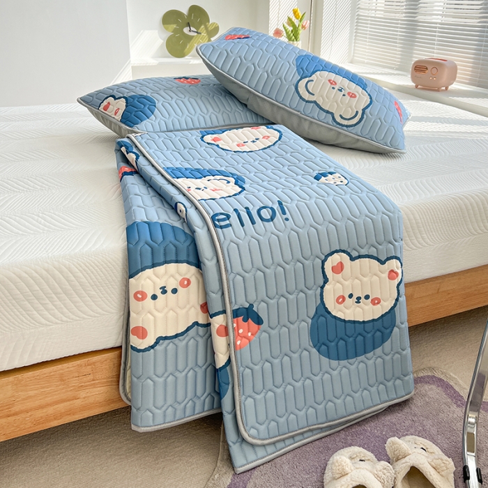 91家纺网 家纺一手货源 找家纺 慕尚 小清新床席款乳胶席三件套（带氨纶0.5mm） 熊熊蓝