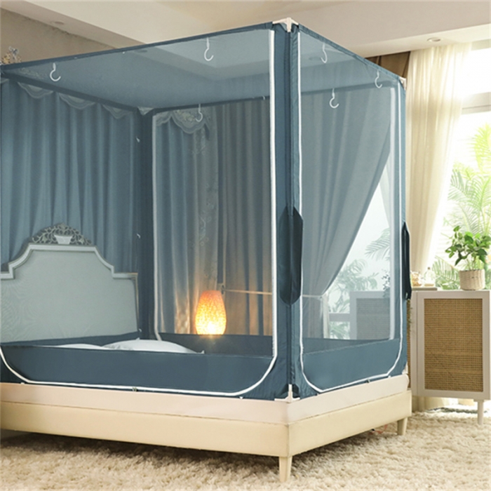 91家纺网 家纺一手货源 找家纺 多功能二合一蚊帐坐床落地蚊帐 雾霾蓝（坐床配落地纱帘）