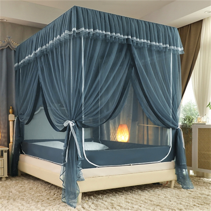 91家纺网 家纺一手货源 找家纺 多功能二合一蚊帐坐床落地蚊帐 雾霾蓝（坐床配落地纱帘）