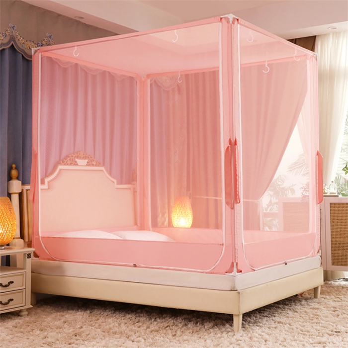 91家纺网 家纺一手货源 找家纺 多功能二合一蚊帐坐床落地蚊帐 樱花玉（坐床配落地纱帘）