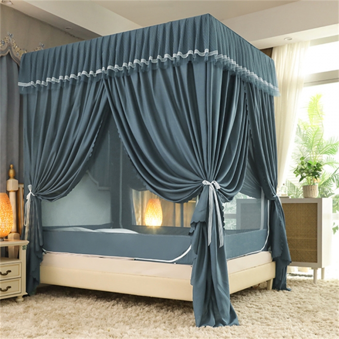 91家纺网 家纺一手货源 找家纺 多功能二合一蚊帐坐床落地蚊帐 雾霾蓝（坐床配落地布帘）