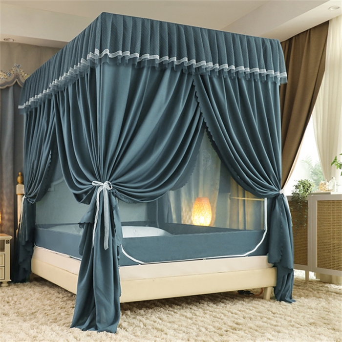 91家纺网 家纺一手货源 找家纺 多功能二合一蚊帐坐床落地蚊帐 雾霾蓝（坐床配落地布帘）