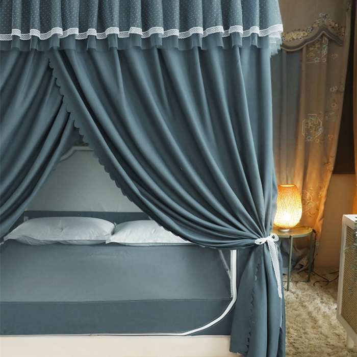 91家纺网 家纺一手货源 找家纺 多功能二合一蚊帐坐床落地蚊帐 雾霾蓝（坐床配落地布帘）