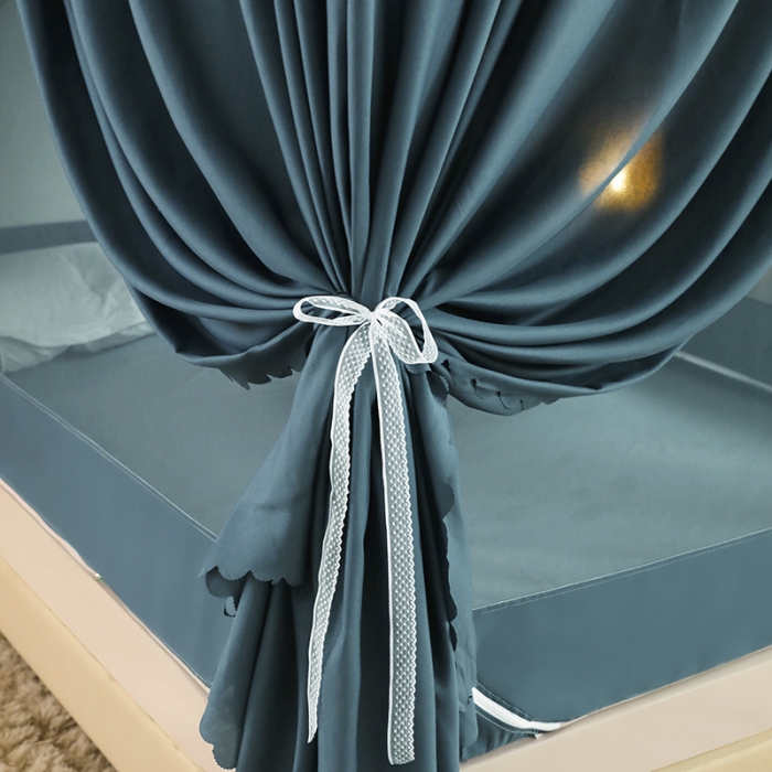 91家纺网 家纺一手货源 找家纺 多功能二合一蚊帐坐床落地蚊帐 雾霾蓝（坐床配落地布帘）