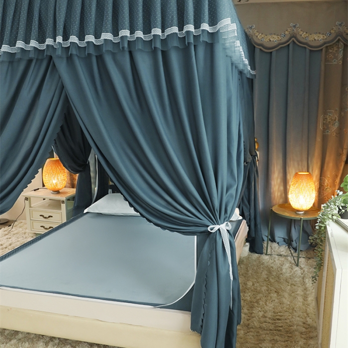 91家纺网 家纺一手货源 找家纺 多功能二合一蚊帐坐床落地蚊帐 雾霾蓝（坐床配落地布帘）