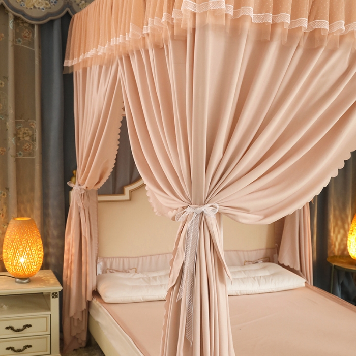 91家纺网 家纺一手货源 找家纺 多功能二合一蚊帐坐床落地蚊帐 香槟咖（坐床配落地布帘）