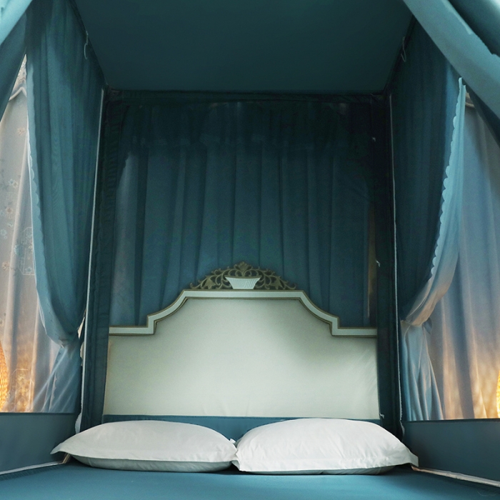 91家纺网 家纺一手货源 找家纺 多功能二合一蚊帐坐床落地蚊帐 远风绿（坐床配落地布帘）