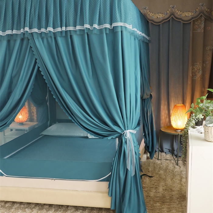 91家纺网 家纺一手货源 找家纺 多功能二合一蚊帐坐床落地蚊帐 远风绿（坐床配落地布帘）