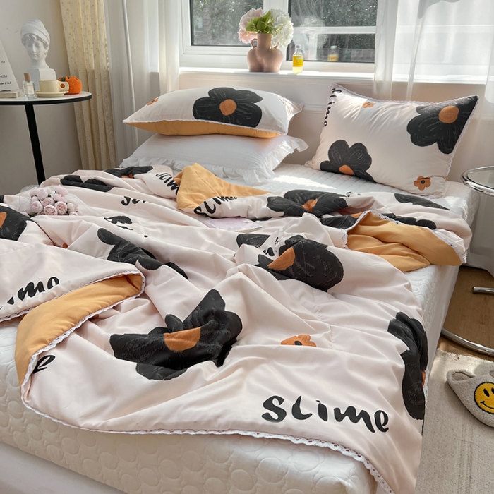 91家纺网 家纺一手货源 找家纺 慕尚 2025新款ins水洗小花边夏被 太阳花