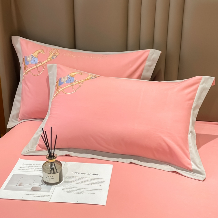 91家纺网 家纺一手货源 找家纺 雲归梦 2022生态磨毛绣花加厚四件套（直播爆款）爱丁堡-粉