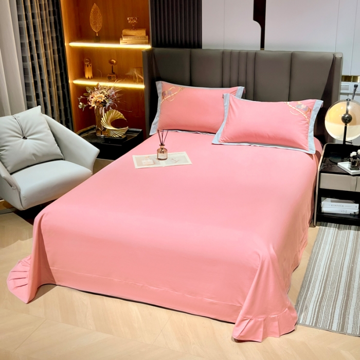 91家纺网 家纺一手货源 找家纺 雲归梦 2022生态磨毛绣花加厚四件套（直播爆款）爱丁堡-粉