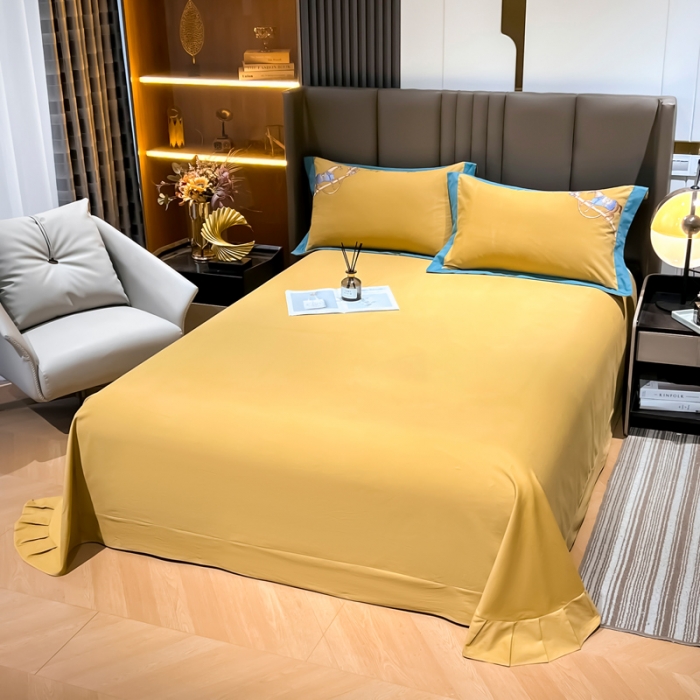 91家纺网 家纺一手货源 找家纺 雲归梦 2022生态磨毛绣花加厚四件套（直播爆款）爱丁堡-黄