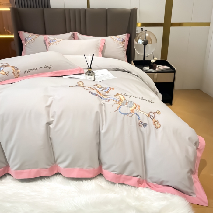 91家纺网 家纺一手货源 找家纺 雲归梦 2022生态磨毛绣花加厚四件套（直播爆款）爱丁堡-灰