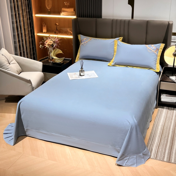 91家纺网 家纺一手货源 找家纺 雲归梦 2022生态磨毛绣花加厚四件套（直播爆款）爱丁堡-蓝