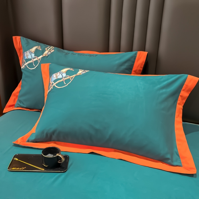 91家纺网 家纺一手货源 找家纺 雲归梦 2022生态磨毛绣花加厚四件套（直播爆款）爱丁堡-绿