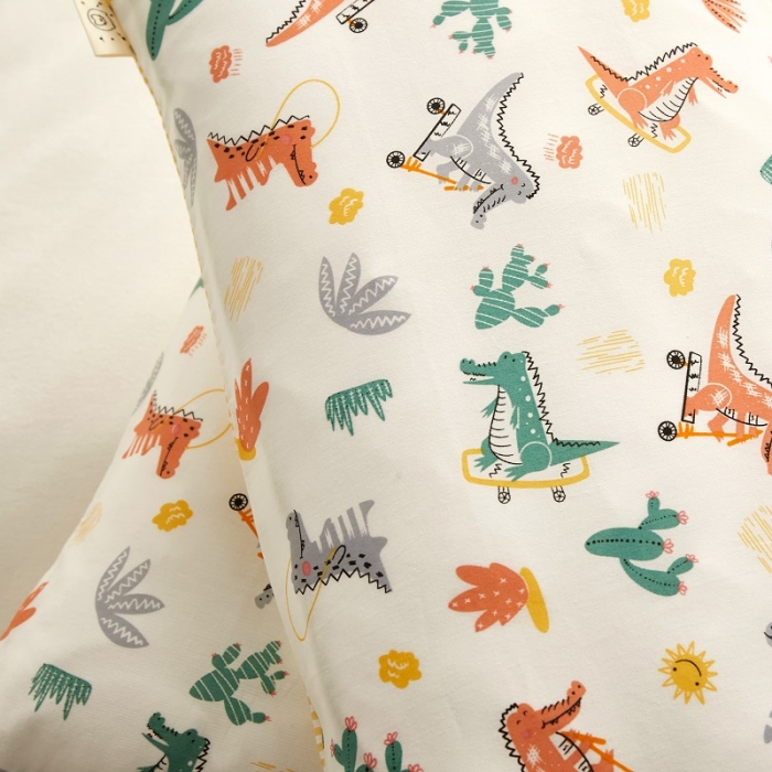 91家纺网 家纺一手货源 找家纺 荷马之梦 童画系列—全棉AB版儿童枕套 七彩恐龙