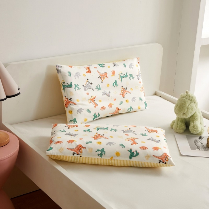 91家纺网 家纺一手货源 找家纺 荷马之梦 童画系列—全棉AB版儿童枕套 七彩恐龙
