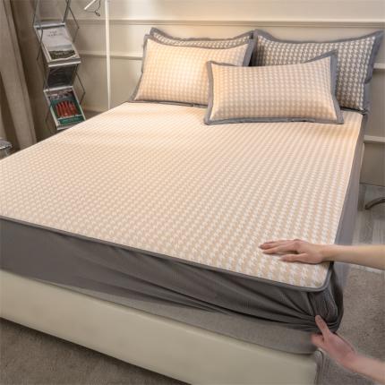 91家纺网 家纺一手货源 找家纺 （总）卡初家居2022新款1500D提花床笠款凉席三件套