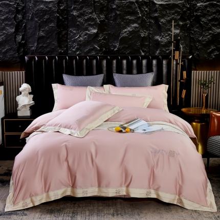 91家纺网 家纺一手货源 找家纺 （总）2023新款纯棉50支双股贡缎长绒棉刺绣四件套 全棉绣花