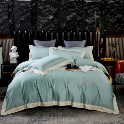 91家纺网 家纺一手货源 找家纺 （总）2023新款纯棉50支双股贡缎长绒棉刺绣四件套 全棉绣花