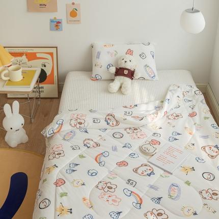 希诺2022新款可拆洗针织棉儿童幼儿园枕头枕芯 涂鸦小熊-白