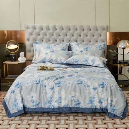 91家纺网 家纺一手货源 找家纺 (总)馨乐 2022新款亲肤印花卡通水洗天丝夏被四件套