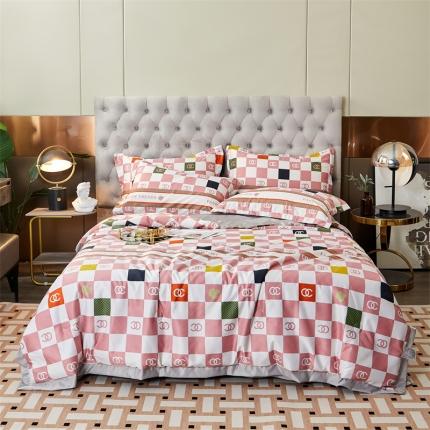 91家纺网 家纺一手货源 找家纺 (总)馨乐 2022新款亲肤印花卡通水洗天丝夏被四件套