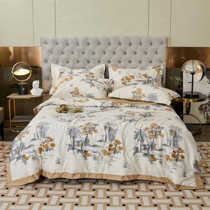 91家纺网 家纺一手货源 找家纺 (总)馨乐 2022新款亲肤印花卡通水洗天丝夏被四件套