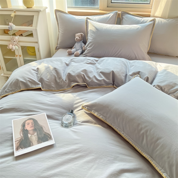 91家纺网 家纺一手货源 找家纺 蓝米卡夫 2024新款A类全棉60S水洗棉贝欧系列 贝欧-雅灰