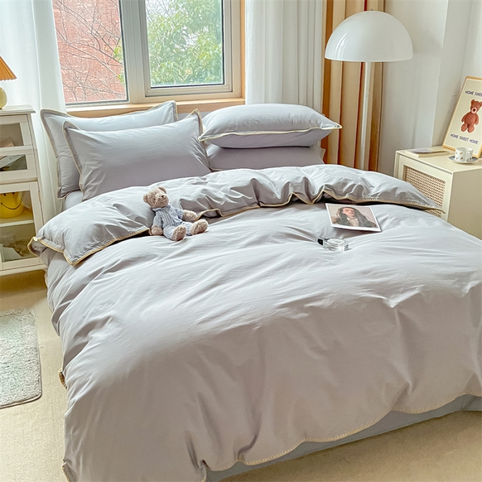 91家纺网 家纺一手货源 找家纺 蓝米卡夫 2024新款A类全棉60S水洗棉贝欧系列 贝欧-雅灰