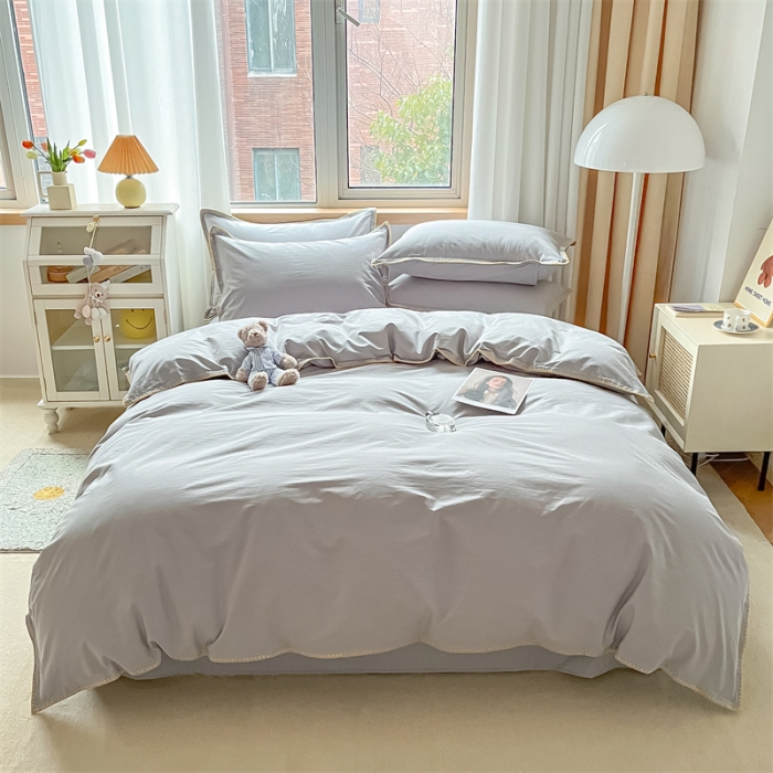 91家纺网 家纺一手货源 找家纺 蓝米卡夫 2024新款A类全棉60S水洗棉贝欧系列 贝欧-雅灰