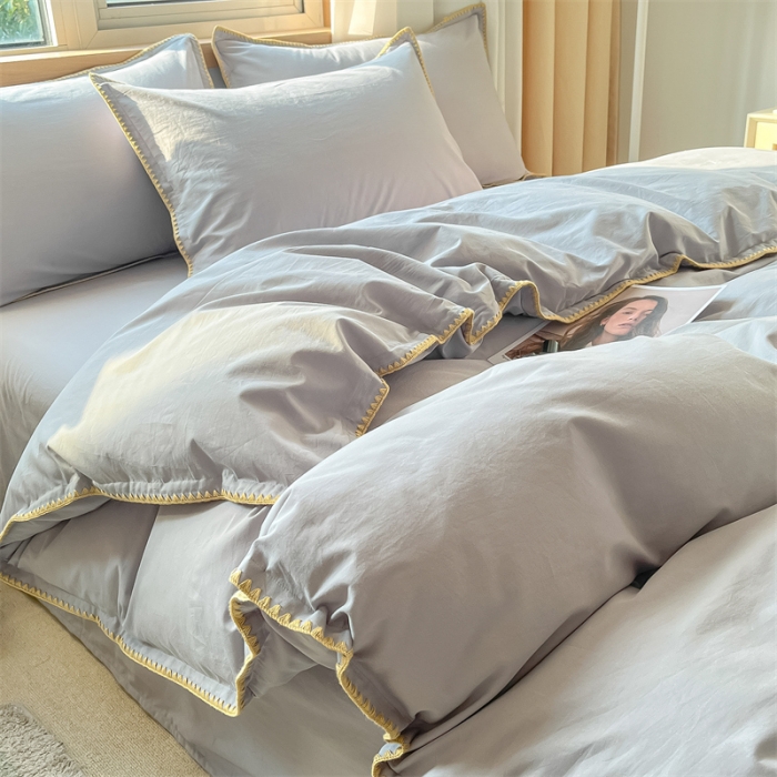 91家纺网 家纺一手货源 找家纺 蓝米卡夫 2024新款A类全棉60S水洗棉贝欧系列 贝欧-雅灰