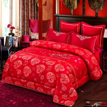 91家纺网 家纺一手货源 找家纺 总玉雅2025婚庆被子磨毛绣花大豆春秋被冬被喜被芯含包装袋 