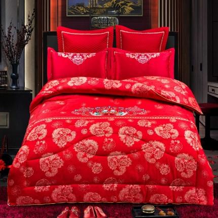 91家纺网 家纺一手货源 找家纺 总玉雅2025婚庆被子磨毛绣花大豆春秋被冬被喜被芯含包装袋 