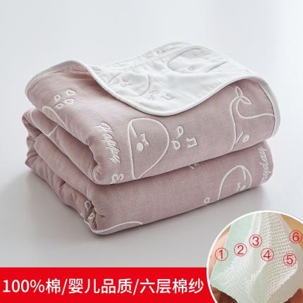 爱港2023新款专版全棉六层纱布毛巾被盖毯 鲸鱼-豆沙