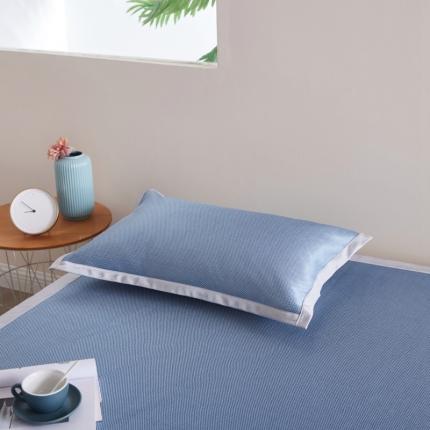 91家纺网 家纺一手货源 找家纺 2023新款冰丝冰藤丝单人枕套74*48单只装一对装 远方蓝