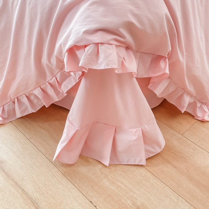 91家纺网 家纺一手货源 找家纺 凡客 新款全棉色织水洗棉贴布绣花边四件套 快乐萌猫-粉