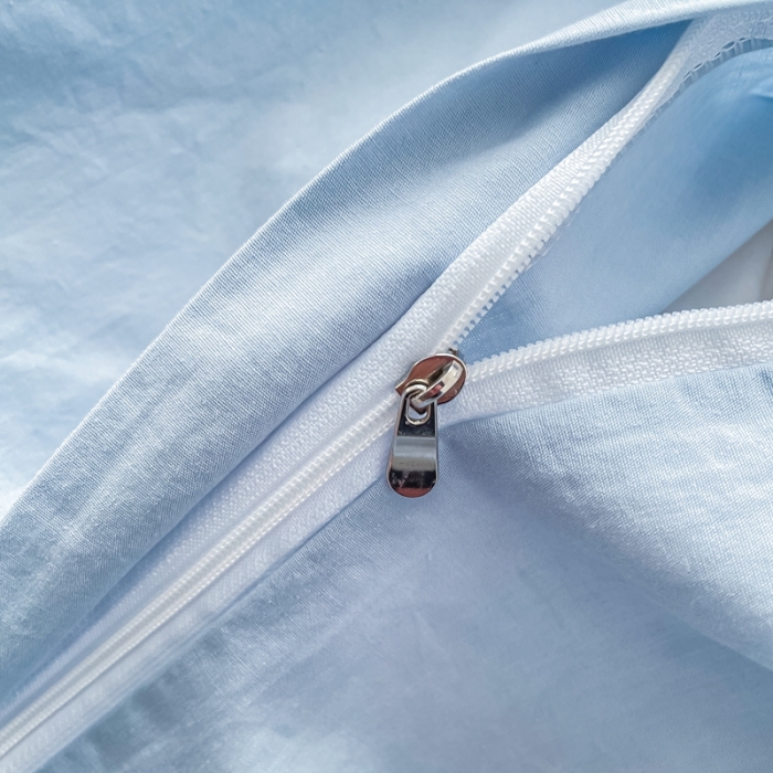 91家纺网 家纺一手货源 找家纺 凡客 新款全棉色织水洗棉贴布绣花边四件套 快乐萌猫-蓝