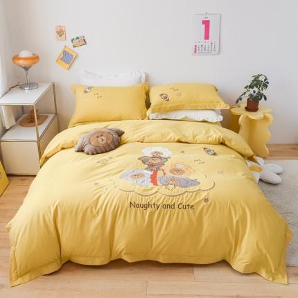 91家纺网 家纺一手货源 找家纺 凡客 2022新款全棉色织水洗棉贴布绣花边四件套 太空战队