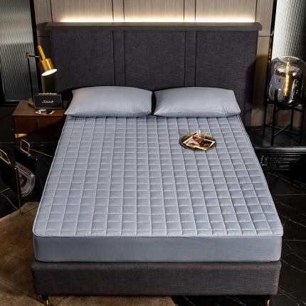 塔塔家居 2025新款抗菌超柔防水夹棉床笠  拾忆灰