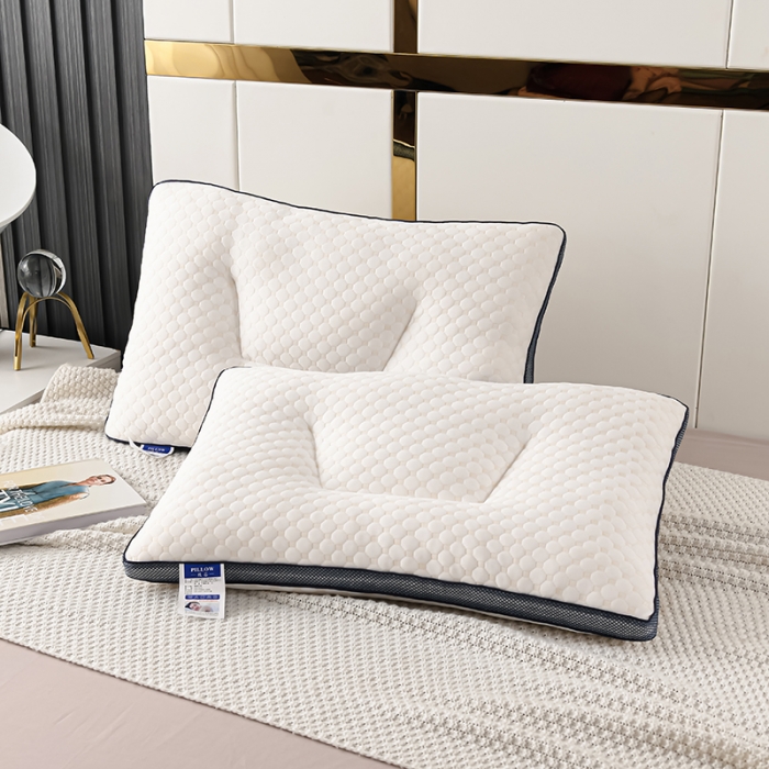 91家纺网 家纺一手货源 找家纺 (总) 仁宇枕业 2022新款枕芯 超柔水立方蓝边定型低枕头