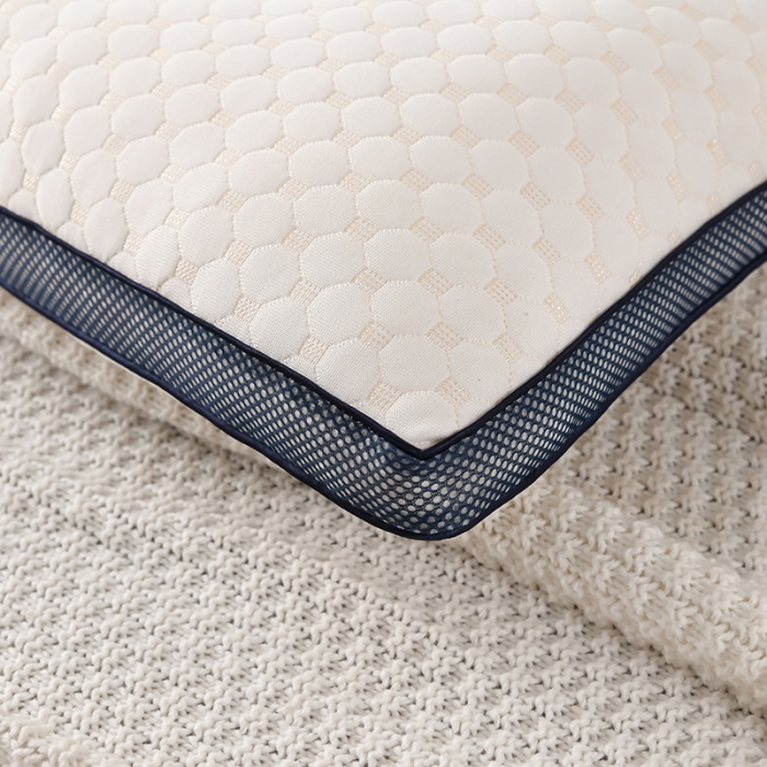 91家纺网 家纺一手货源 找家纺 (总) 仁宇枕业 2022新款枕芯 超柔水立方蓝边定型低枕头