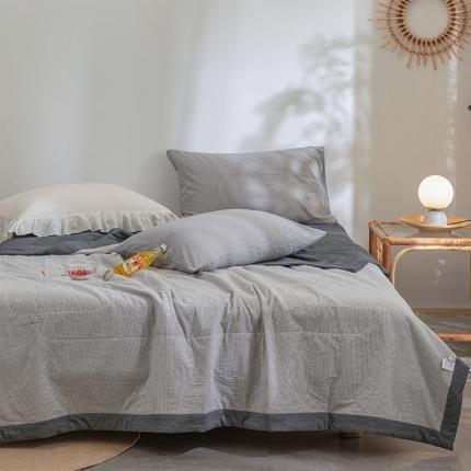 91家纺网 家纺一手货源 找家纺 玖弘 2022新款全棉水洗夏被 灰密条