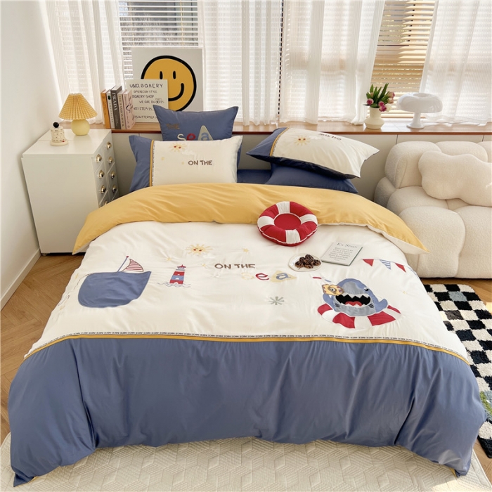 91家纺网 家纺一手货源 找家纺 星野 2022春夏60支长绒棉绣花四件套-探险家