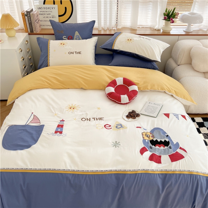 91家纺网 家纺一手货源 找家纺 星野 2022春夏60支长绒棉绣花四件套-探险家