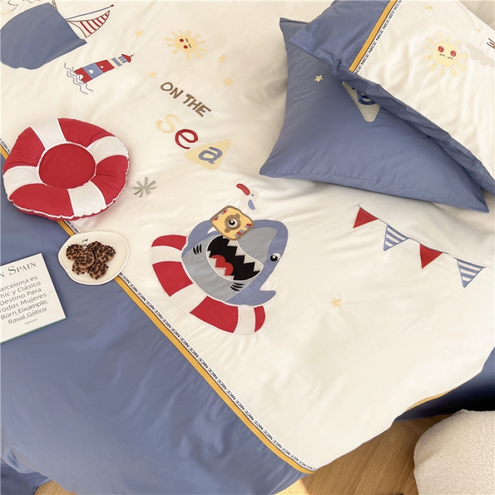 91家纺网 家纺一手货源 找家纺 星野 2022春夏60支长绒棉绣花四件套-探险家