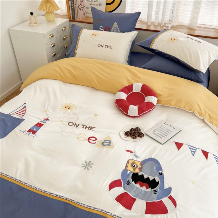 91家纺网 家纺一手货源 找家纺 星野 2022春夏60支长绒棉绣花四件套-探险家