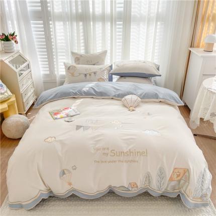 91家纺网 家纺一手货源 找家纺 星野 2022春夏100支澳棉绣花四件套-童话镇