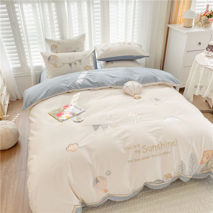 91家纺网 家纺一手货源 找家纺 星野 2022春夏100支澳棉绣花四件套-童话镇